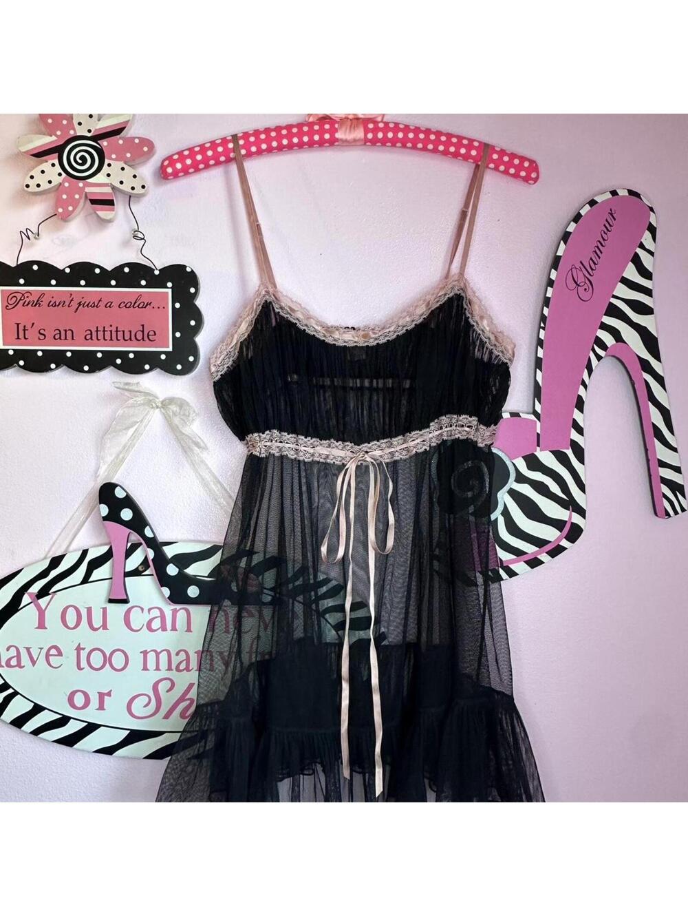 2003 Vintage Victoria’s Secret sheer black babydoll slip